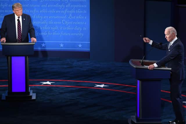 US President Donald Trump and Democratic Presidential candidate and former US Vice President Joe Biden take part in the first presidential debate at Case Western Reserve University and Cleveland Clinic in Cleveland, Ohio