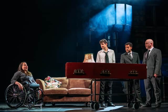 Amy Conachan, Dylan Wood, Reuben Joseph and Robert Florence starred in the National Theatre of Scotland show Orphans. Picture: Mihaela Bodlovic