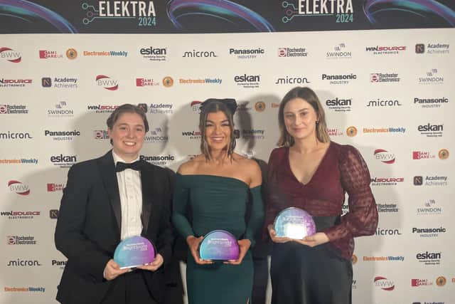 Jessica Ross (centre) pictured with fellow Leonardo Award winners Darla Pearce (left) and Mila Crook (right).