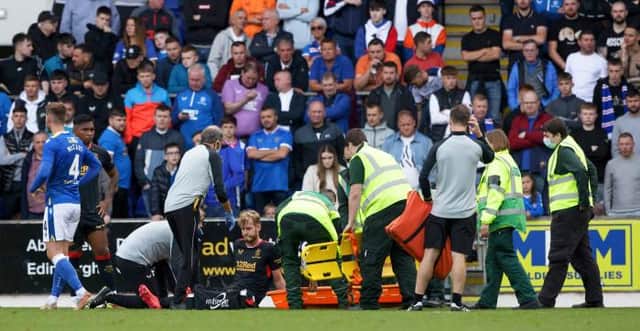 Rangers defender Filip Helander left the field on a stretcher after suffering an injury against St Johnstone at McDiarmid Park on Saturday. (Photo by Craig Williamson / SNS Group)