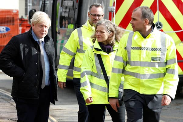 Prime Minister Boris Johnson visits Bewdley in Worcestershire to see recovery efforts following recent flooding in the Severn valley.