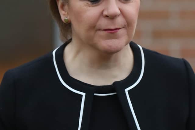 First Minister of Scotland, Nicola Sturgeon, leaves her home in Glasgow this morning (Photo: Andrew Milligan/PA Wire).