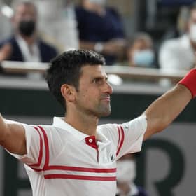 Novak Djokovic reacts as he defeats Rafael Nadal during their semi-final at the French Open. Picture: Michel Euler/AP