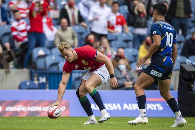 Duhan van der Merwe scores the Lions' second try against Japan at Murrayfield. Picture: Ross Parker/SNS