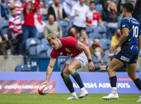Duhan van der Merwe scores the Lions' second try against Japan at Murrayfield. Picture: Ross Parker/SNS
