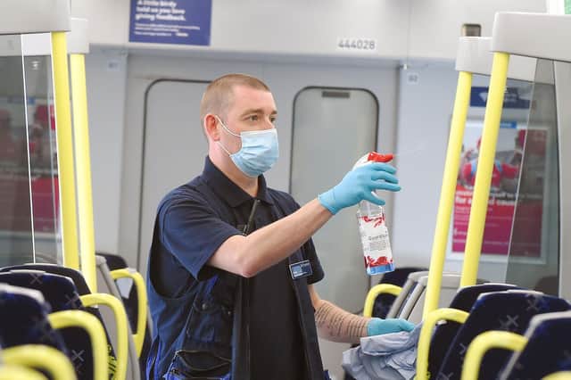 ScotRail plans to further highlight its Covid safety measures such an enhanced cleaning. Picture: Lisa Ferguson