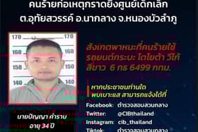 In this mug shot released by the Thailand Criminal Investigations Bureau, CIB, a suspected assailant is shown in the attack in the town of Nongbua Lamphu, northern Thailand.