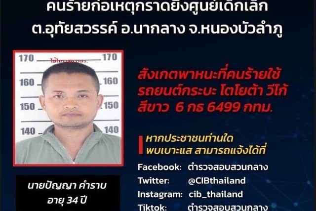 In this mug shot released by the Thailand Criminal Investigations Bureau, CIB, a suspected assailant is shown in the attack in the town of Nongbua Lamphu, northern Thailand.