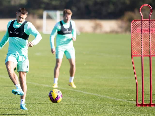 Kyle Magennis during a Hibs training session at the Hibernian Training Centre. Photo by Craig Brown / SNS Group