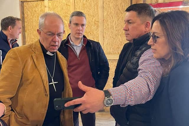 Christian Aid worker, David Green, with Justin Welby, the Archbishop of Canterbury, in Ukraine earlier this month. Picture: Christian Aid