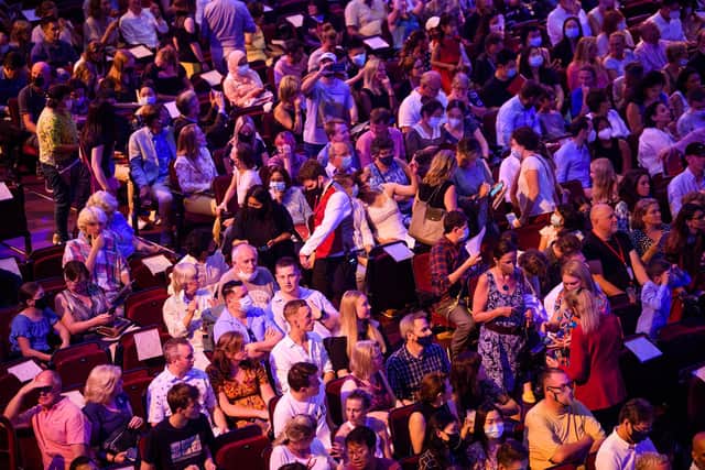 A full crowd fill the seats ahead of the Royal Albert 150th Anniversary Concert at Royal Albert Hall on July 19, 2021. Picture: Joe Maher/Getty Images