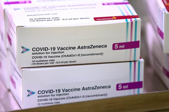 Doses of the Oxford University/AstraZeneca Covid-19 vaccine arrive at the Princess Royal Hospital in Haywards Heath on Saturday in West Sussex