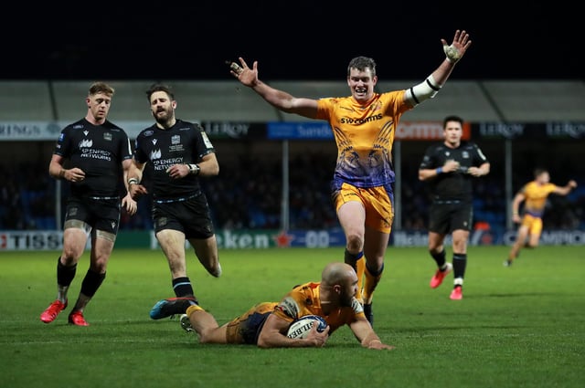 The Glasgow Warriors lost to the Exeter Chiefs in the Heineken Champions Cup on Sunday. Photo: David Rogers / Getty Images