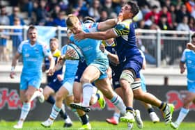 Glasgow Warriors captain Kyle Steyn, who scored two second-half tries, on the attack in the 40-9 victory over Zebre Parma in the BKT United Rugby Championship at Stadio Sergio Lanfranchi.  (Photo by Luca Sighniolfi/INPHO/Shutterstock)