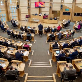 The debating chamber in the Scottish Parliament. 