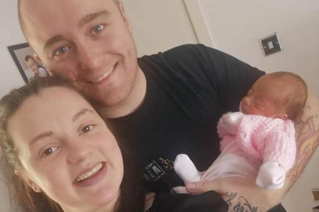 Peyton Maguire was born eight weeks premature on March 26 and was delivered by C-section at University Hospital Wishaw after mother Tracy was diagnosed with pre-eclampsia.