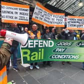 RMT members during a previous strike outside Glasgow Central Station (Picture: John Devlin)