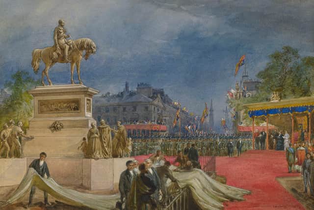 The Queen attending the unveiling of the Memorial to the Prince Consort in Edinburgh, 17 August 1876