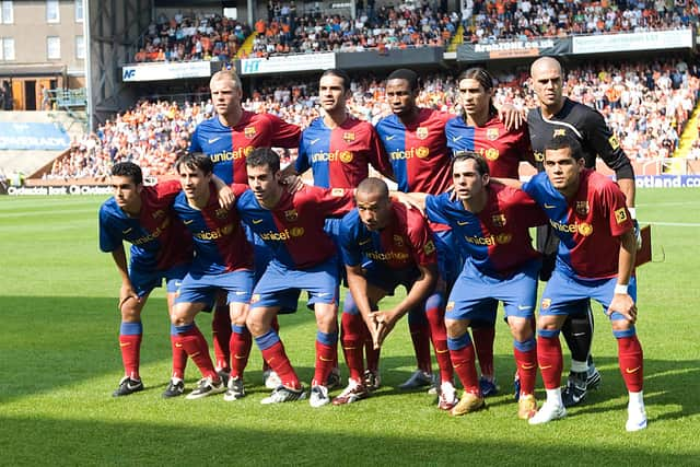 Bojan (front row, second left) was once a hihgly-rated forward at Barcelona. Picture: SNS