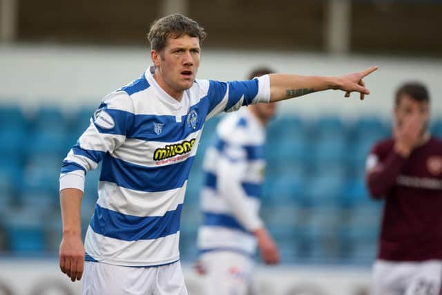 Jim McAlister in action for Morton against Hearts earlier this season. Picture: SNS