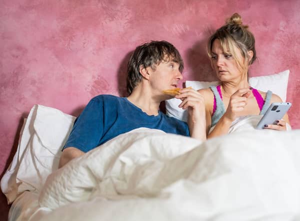 Dylan Moran and Morgana Robinson in Stuck