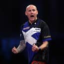 Alan Soutar of Scotland celebrates his victory over Danny Noppert at The Cazoo World Darts Championship at Alexandra Palace. (Photo by Mike Owen/Getty Images)