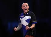 Alan Soutar of Scotland celebrates his victory over Danny Noppert at The Cazoo World Darts Championship at Alexandra Palace. (Photo by Mike Owen/Getty Images)