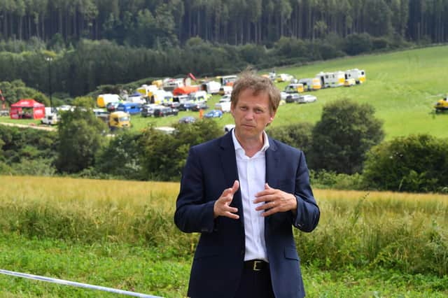 Transport Secretary Grant Shapps visits the scene near Stonehaven, Aberdeenshire, following the derailment of the ScotRail train which cost the lives of three people. PIC: Ben Birchall/PA Wire