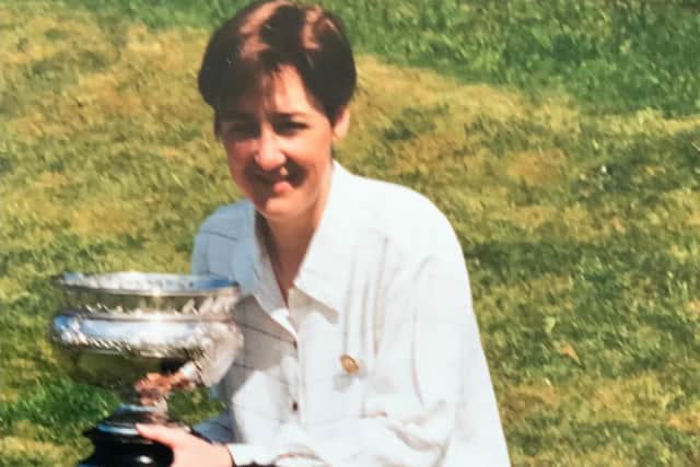 Alison Davidson after winning the Scottish Women's Championship at West Kilbride in 1997.