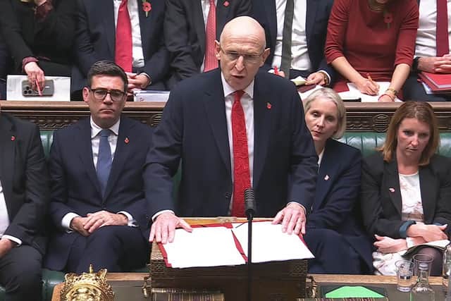Chancellor of the Exchequer John Healey delivering his Budget in the House of Commons.