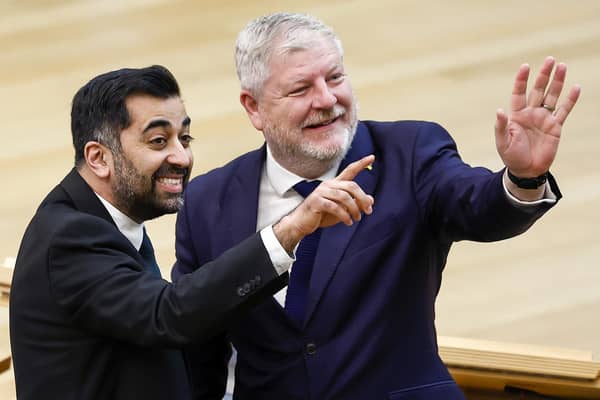 Angus Robertson, seen with Humza Yousaf, needs to show greater commitment to free speech (Picture: Jeff J Mitchell/Getty Images)