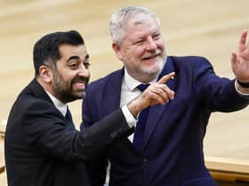 Angus Robertson, seen with Humza Yousaf, needs to show greater commitment to free speech (Picture: Jeff J Mitchell/Getty Images)
