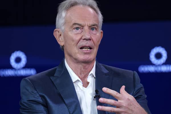 Tony Blair speaks onstage during the 2023 Concordia Annual Summit at Sheraton New York. Picture: Getty Images