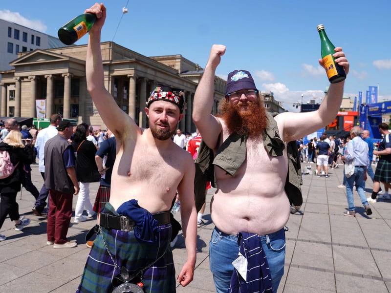 Scotland fans in Stuttgart ahead of their Euro 2024 group A game against Hungary