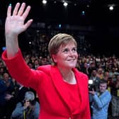 First Minister Nicola Sturgeon delivers her keynote speech during the SNP conference at The Event Complex Aberdeen (TECA) in Aberdeen, Scotland. Picture date: Monday October 10, 2022. PA Photo. See PA story POLITICS SNP. Photo credit should read: Andrew Milligan/PA Wire