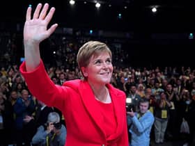 First Minister Nicola Sturgeon delivers her keynote speech during the SNP conference at The Event Complex Aberdeen (TECA) in Aberdeen, Scotland. Picture date: Monday October 10, 2022. PA Photo. See PA story POLITICS SNP. Photo credit should read: Andrew Milligan/PA Wire