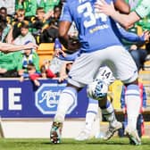 Lewis Stevenson equalised for Hibs with this strike against St Johnstone.