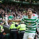 Jota celebrates scoring the opening goal against Rangers. (Photo by Ian MacNicol/Getty Images)