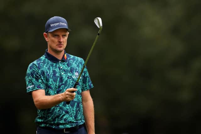 Justin Rose lines up a during the first round of the BMW PGA Championship at Wentworth. Picture: Richard Heathcote/Getty Images.