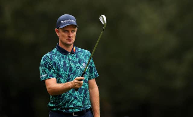 Justin Rose lines up a during the first round of the BMW PGA Championship at Wentworth. Picture: Richard Heathcote/Getty Images.