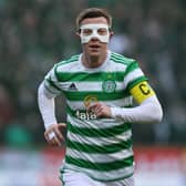 Callum Mcgregor wore a face-mask against Rangers in his first match back since fracturing his cheekbone (Photo by Alan Harvey / SNS Group)