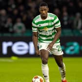 Osaze Urhoghide in action for Celtic during the 3-2 win over Real Betis on December 09, 2021. (Photo by Alan Harvey / SNS Group)