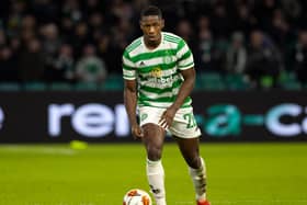 Osaze Urhoghide in action for Celtic during the 3-2 win over Real Betis on December 09, 2021. (Photo by Alan Harvey / SNS Group)