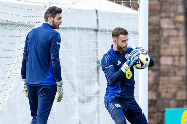 Gordon watches on as Angus Gunn saves a shot during the last international break.