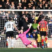 Aaron Muirhead converts an early penalty to put Ayr United ahead against Partick Thistle.