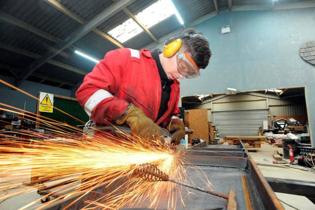 A fabrication worker at the Shearwater Marine Services workshop in Dunoon. Picture: Charlie Gilmore/HIE