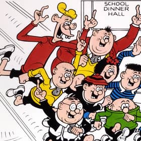 The Bash Street Kids including Fatty - sorry, Freddy - in a dash for their peashooters and catapults to take on the PC brigade