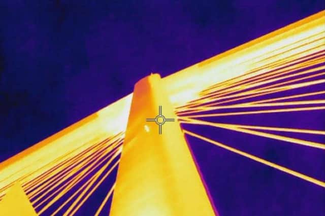 A thermal imaging camera image of the Queensferry Crossing from February 2020. (Picture: BEAR Scotland)