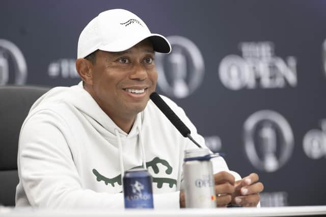 Three-time winner Tiger Woods during his pre-event pree conference at the 152th Open at Royal Troon. Oicture: Tom Russo/The Scotsman.