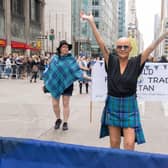 Broadcaster Gail Porter led this year's Tartan Day parade in New York City. Picture: Martin McAdam